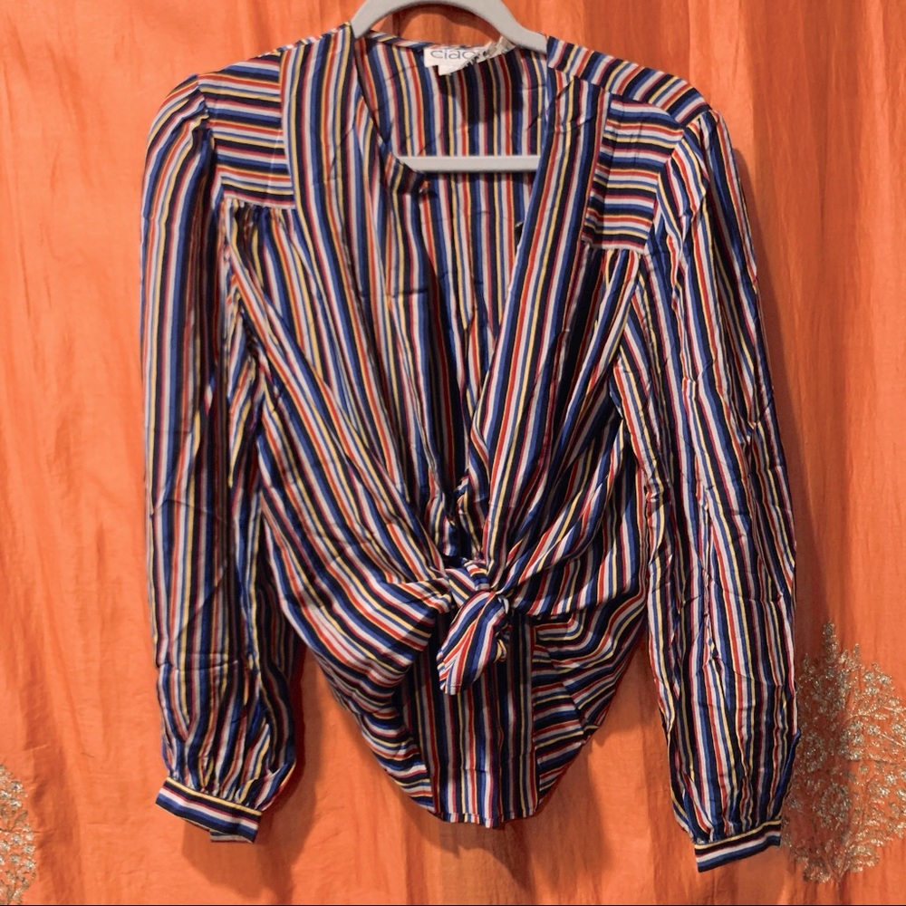 70's Styled Vintage Stripped Silk Button up